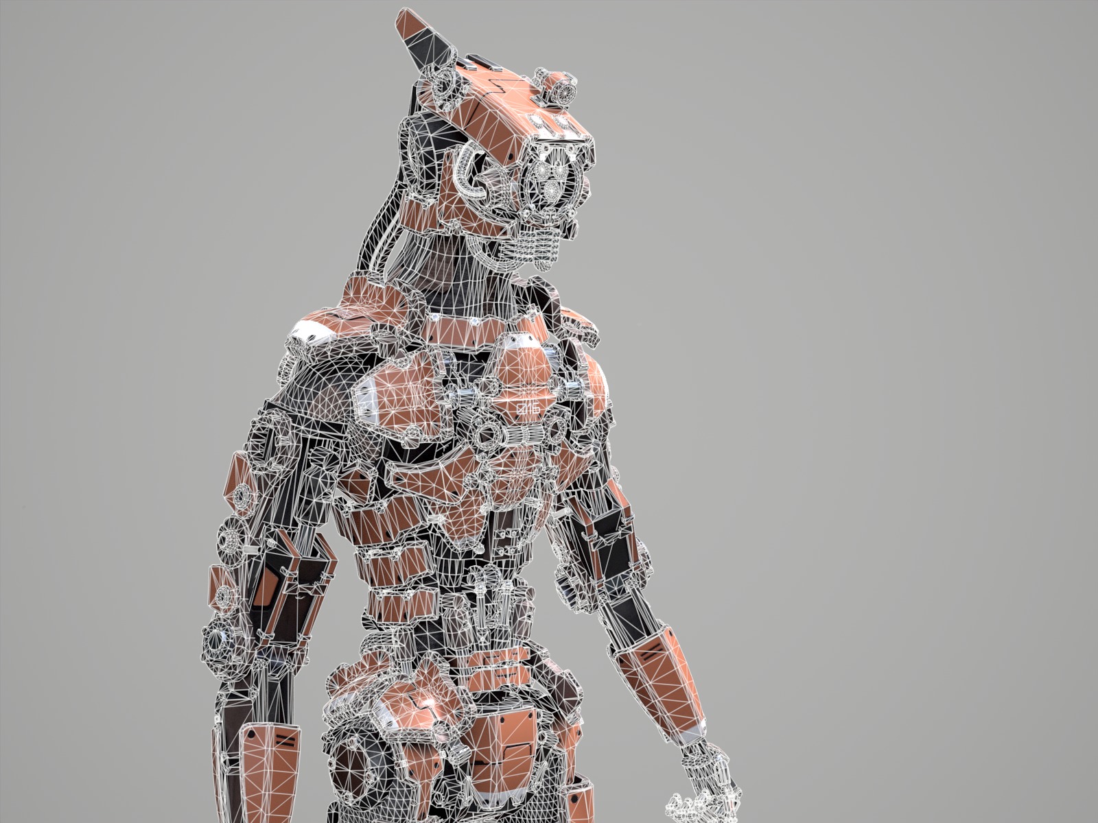 Rigged sci-fi robot character Low-poly 3D model_26