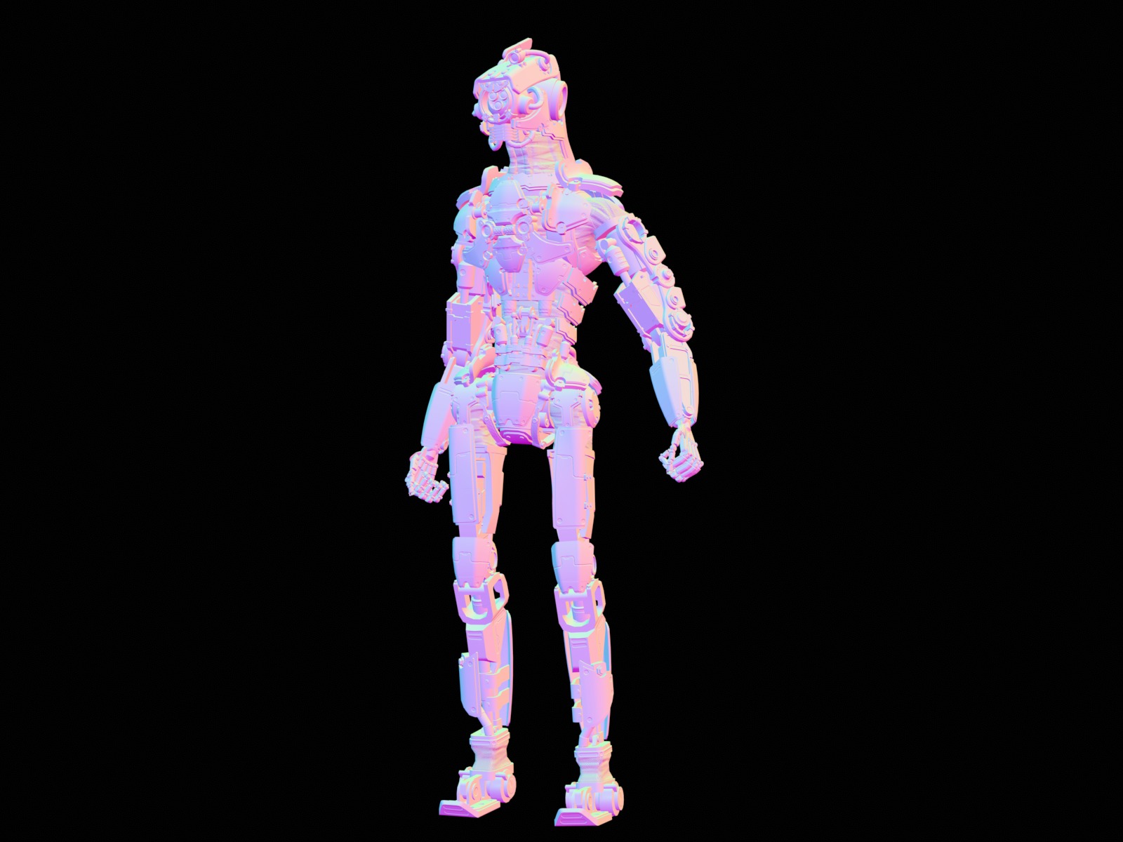 Rigged sci-fi robot character Low-poly 3D model_48