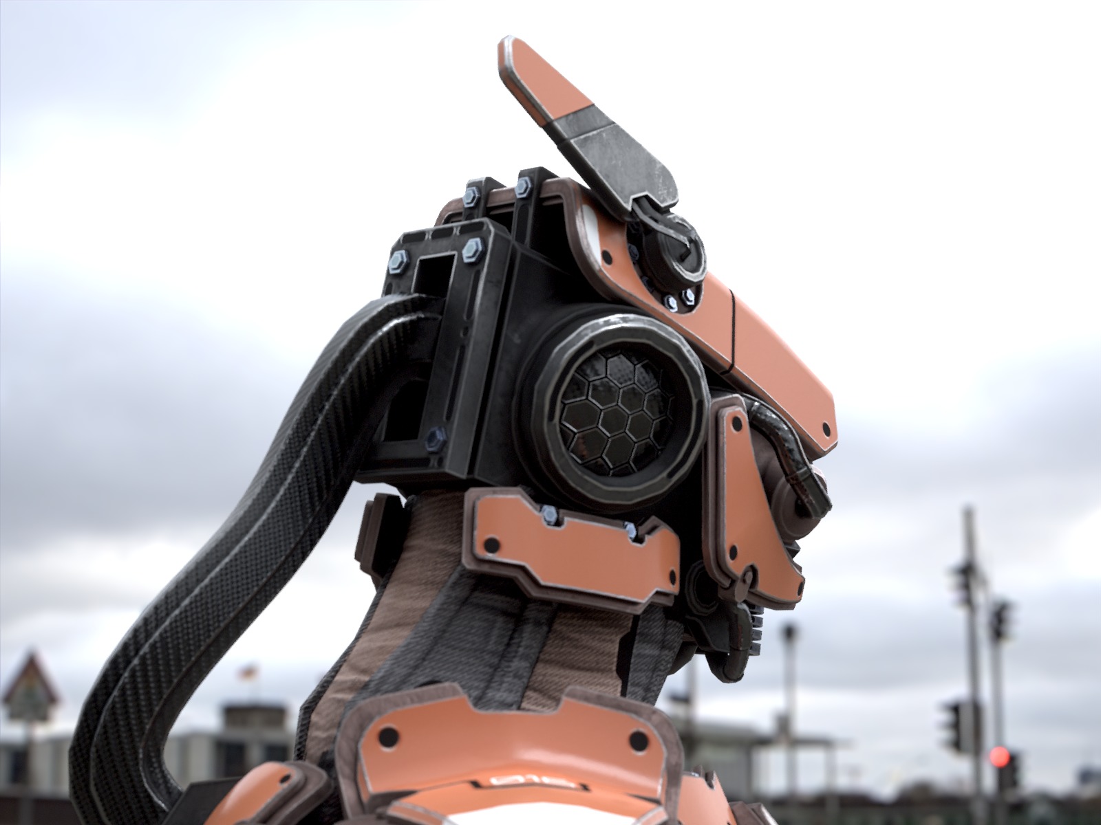 Rigged sci-fi robot character Low-poly 3D model_10