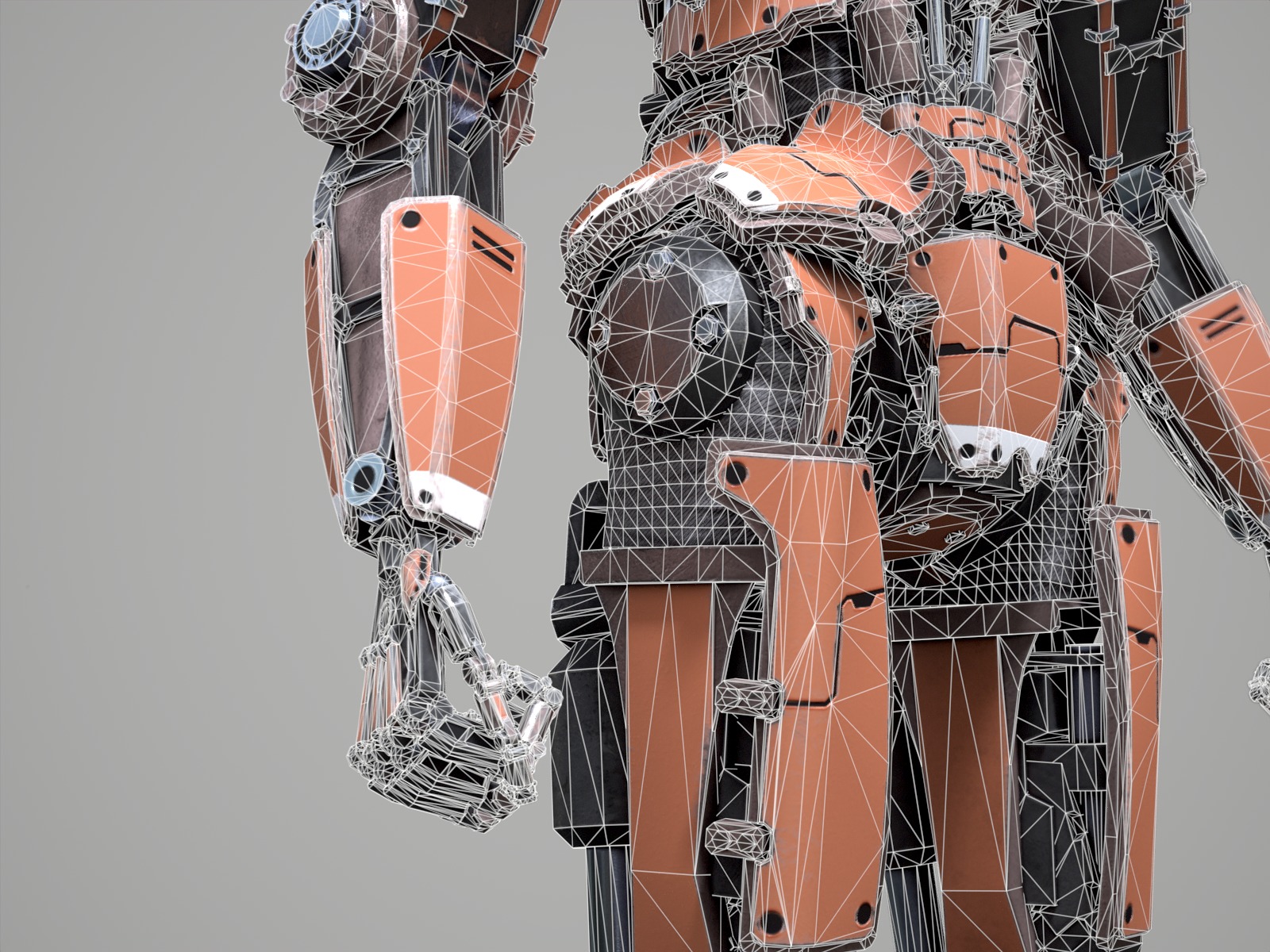 Rigged sci-fi robot character Low-poly 3D model_31