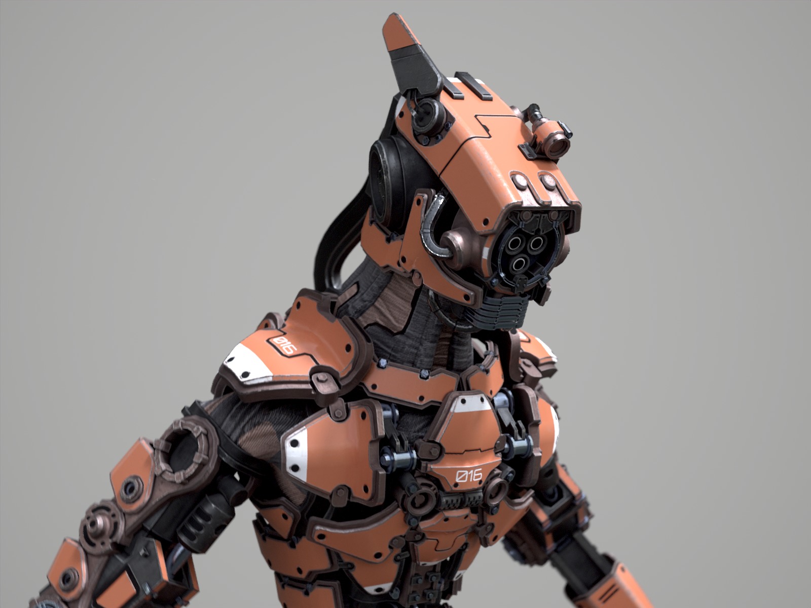 Rigged sci-fi robot character Low-poly 3D model_21