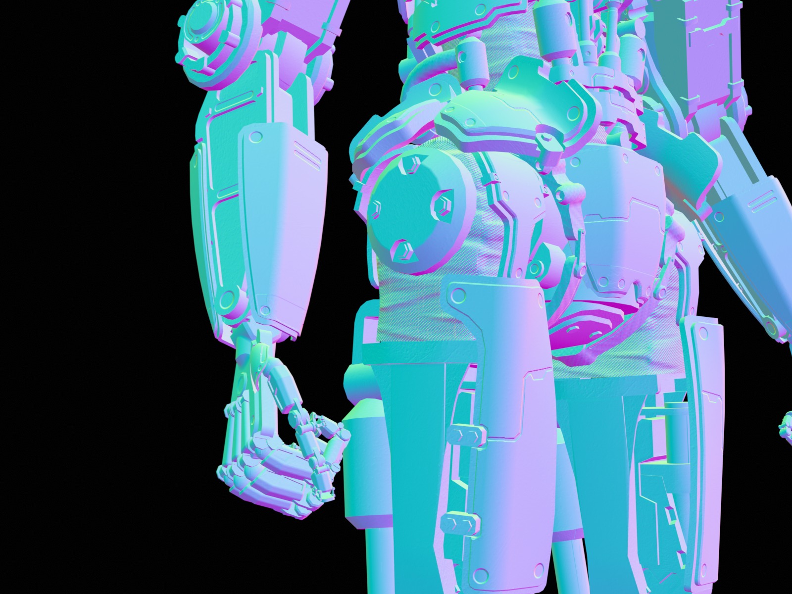 Rigged sci-fi robot character Low-poly 3D model_54