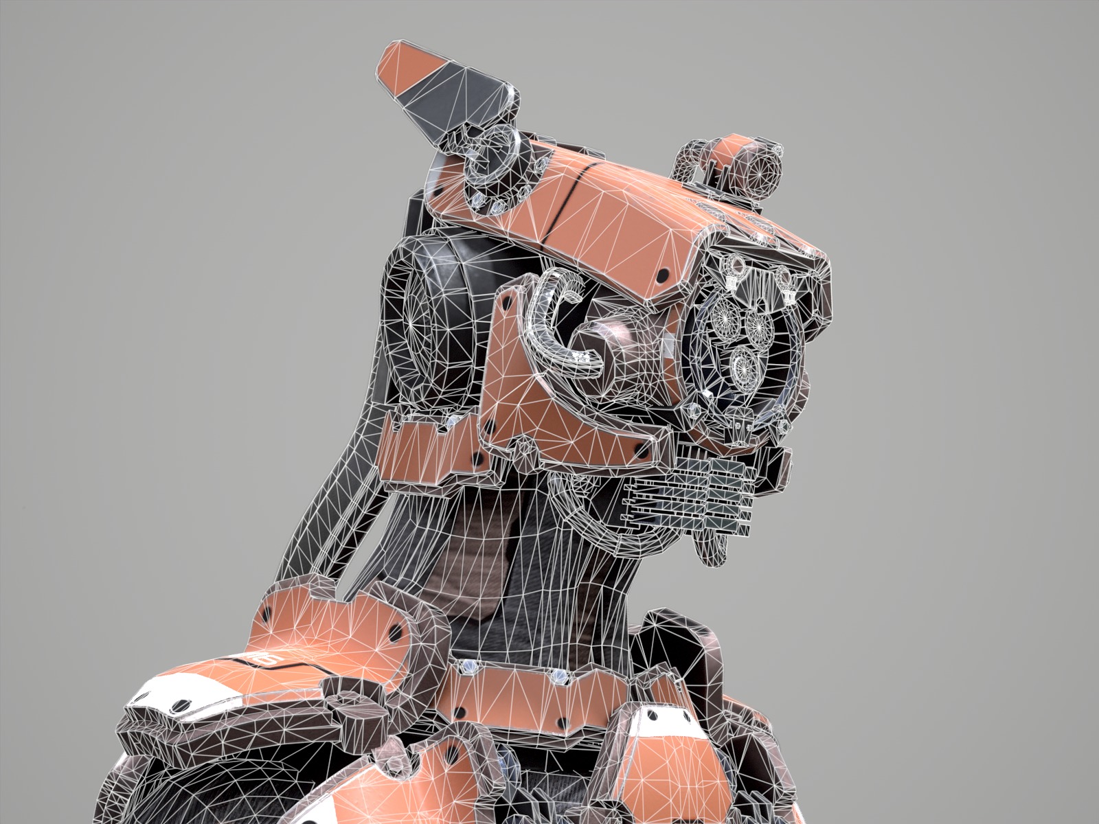 Rigged sci-fi robot character Low-poly 3D model_30
