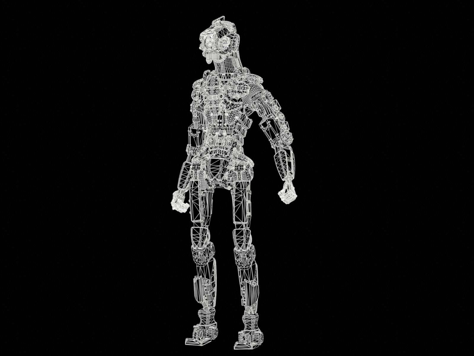 Rigged sci-fi robot character Low-poly 3D model_33