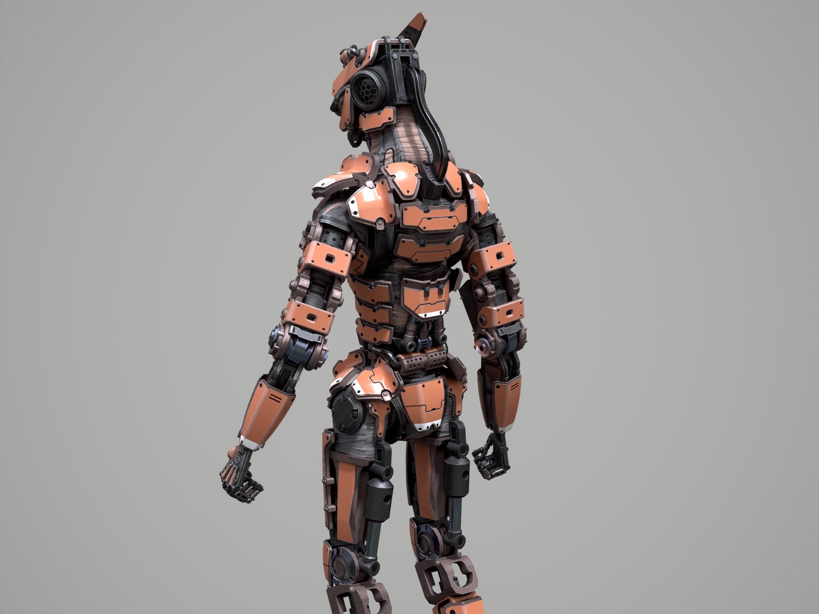 Rigged sci-fi robot character Low-poly 3D model_20