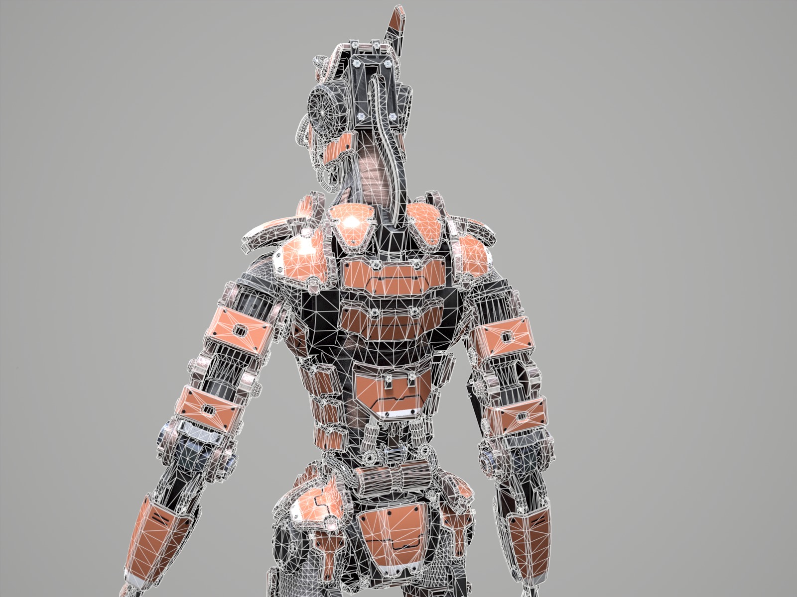 Rigged sci-fi robot character Low-poly 3D model_27
