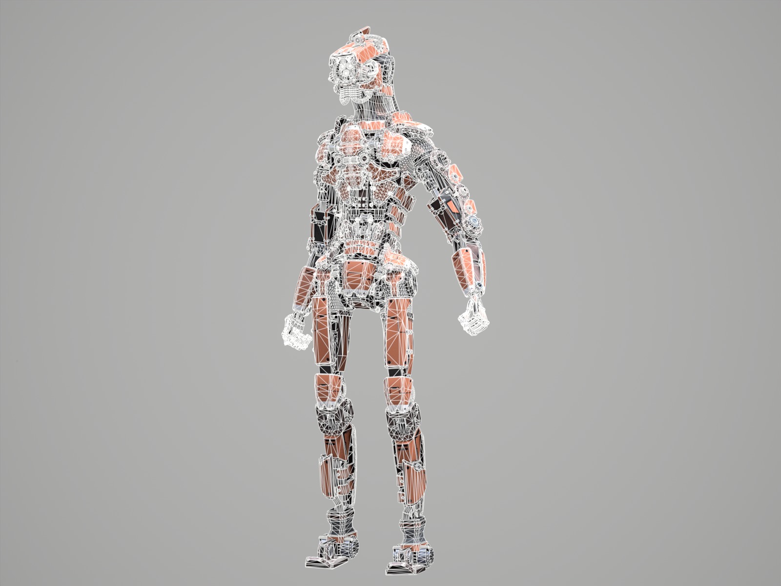 Rigged sci-fi robot character Low-poly 3D model_25