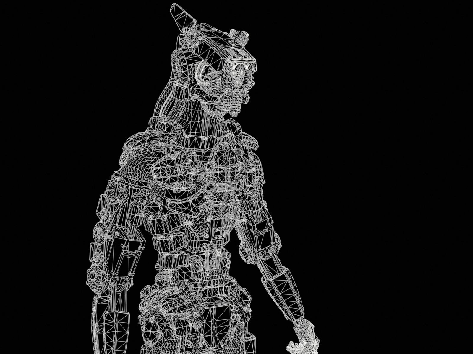 Rigged sci-fi robot character Low-poly 3D model_34