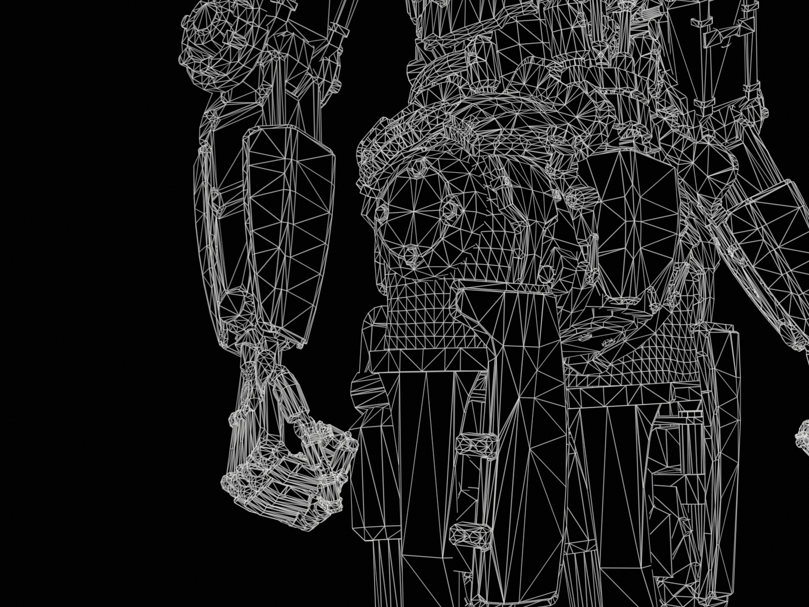 Rigged sci-fi robot character Low-poly 3D model_39