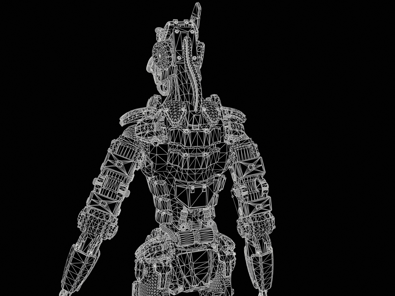 Rigged sci-fi robot character Low-poly 3D model_37