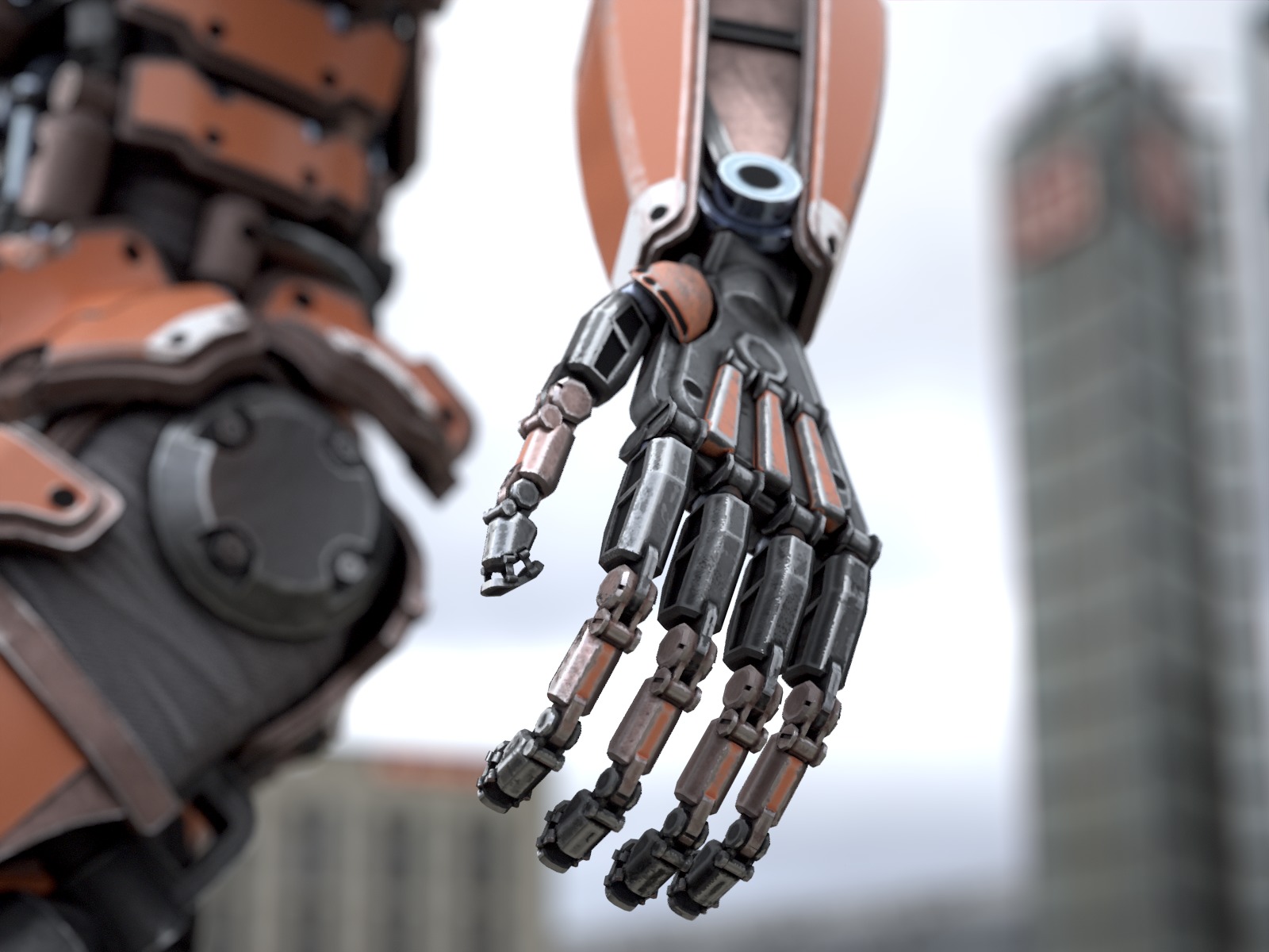 Rigged sci-fi robot character Low-poly 3D model_13