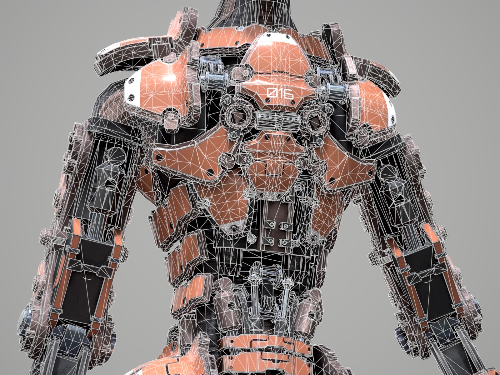 Rigged sci-fi robot character Low-poly 3D model_32