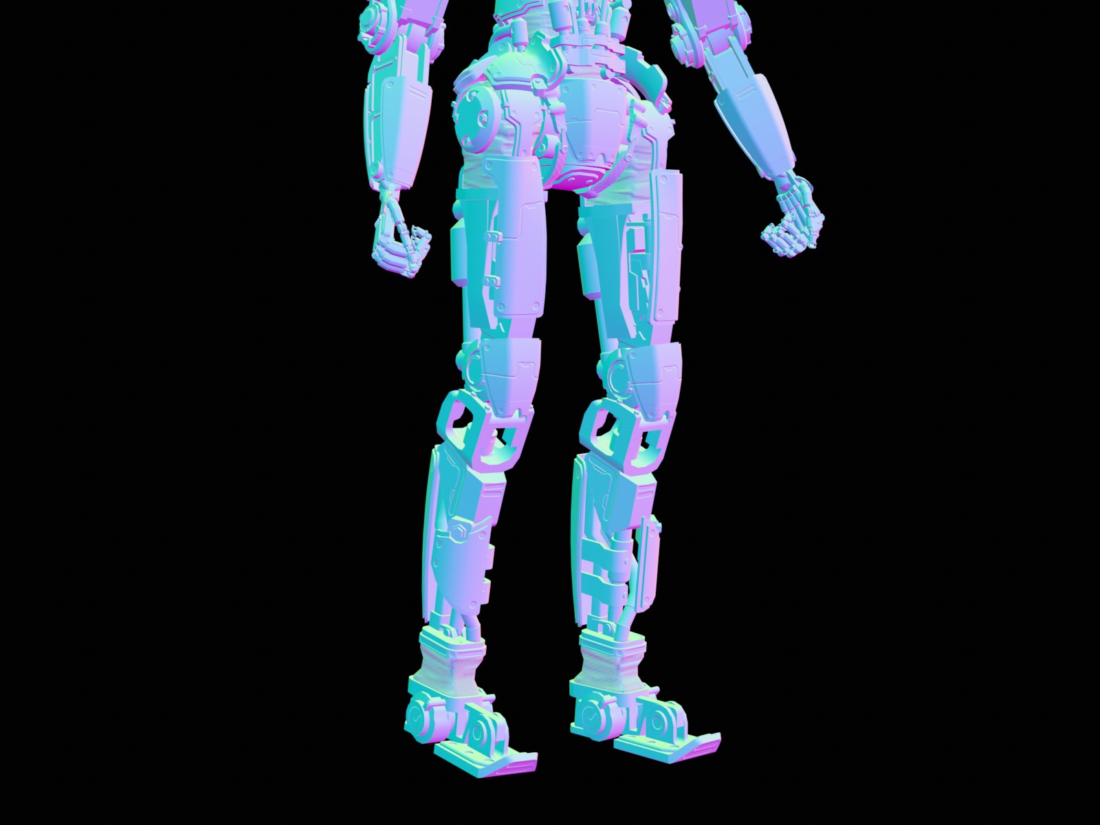 Rigged sci-fi robot character Low-poly 3D model_51