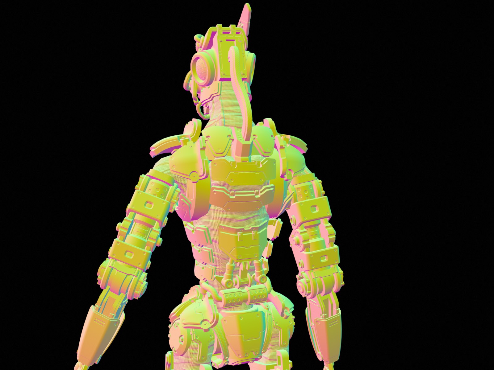 Rigged sci-fi robot character Low-poly 3D model_50