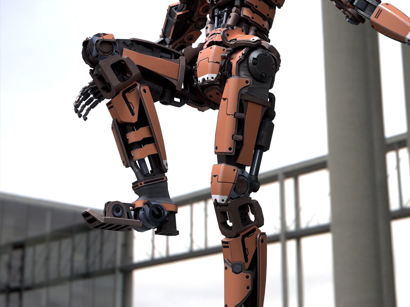 Rigged sci-fi robot character Low-poly 3D model_15