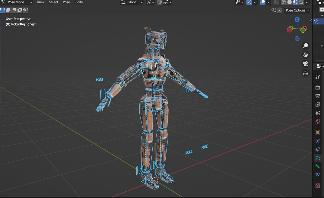 Rigged sci-fi robot character Low-poly 3D model_42