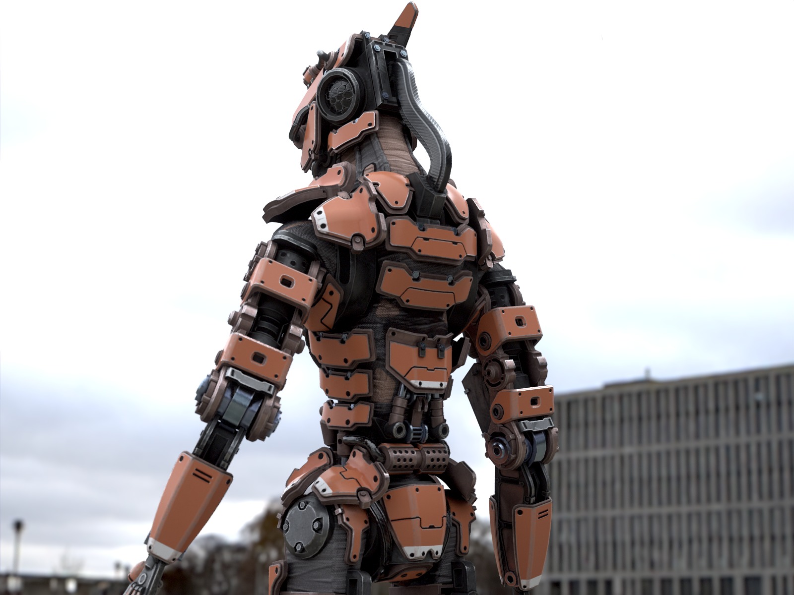 Rigged sci-fi robot character Low-poly 3D model_8