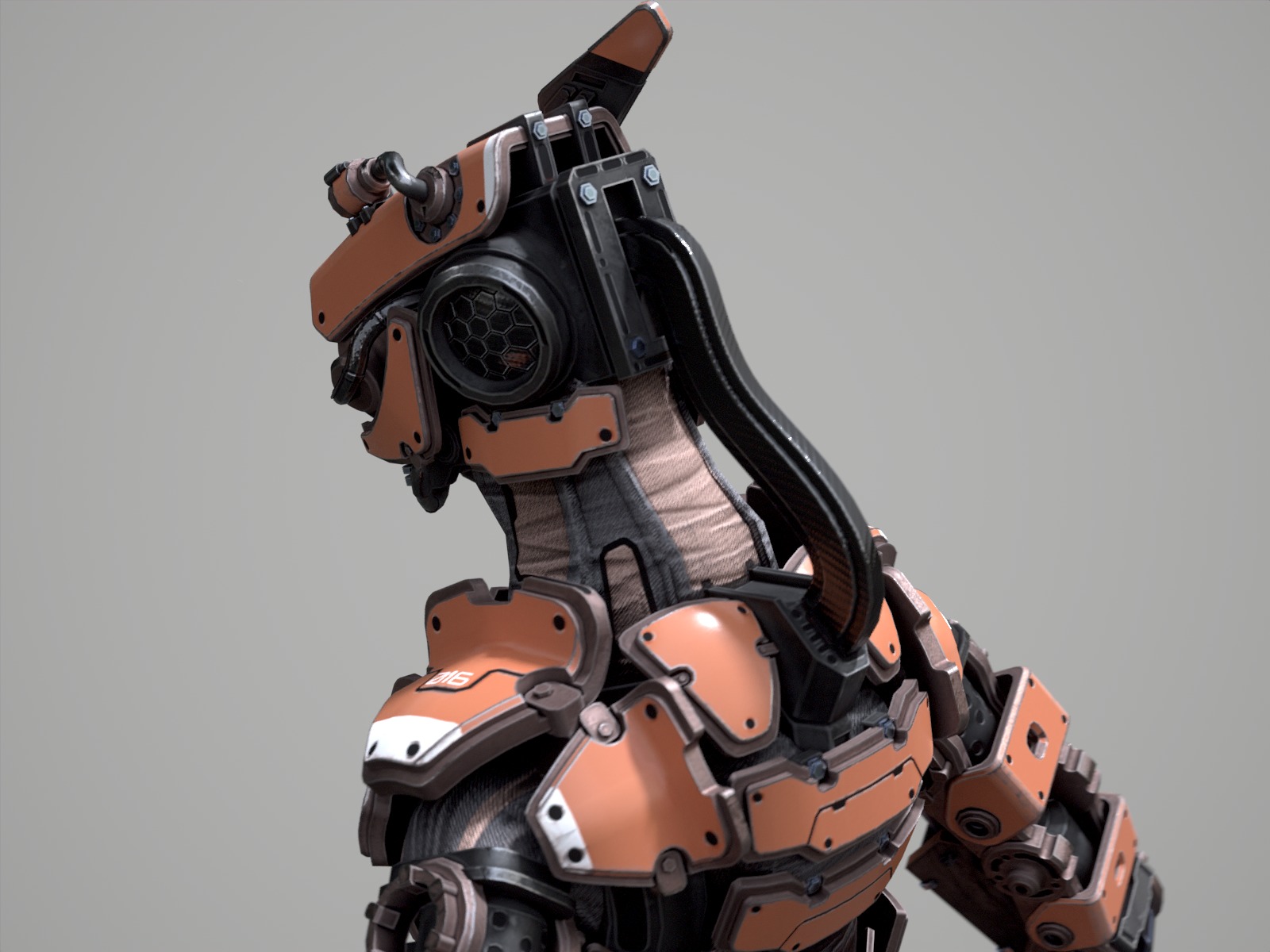 Rigged sci-fi robot character Low-poly 3D model_24