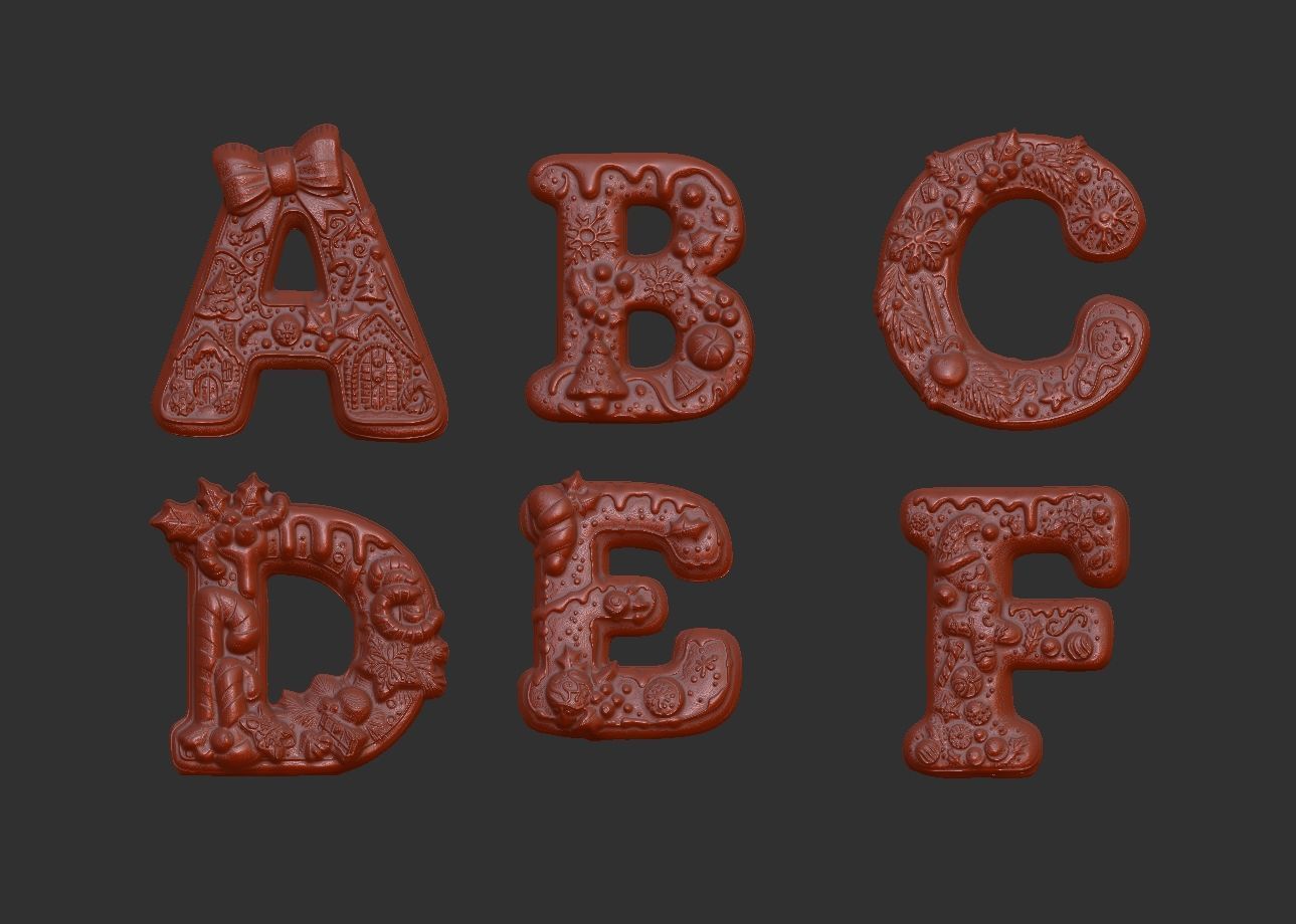 Alphapet  christmas decor A to F 3D print model_6