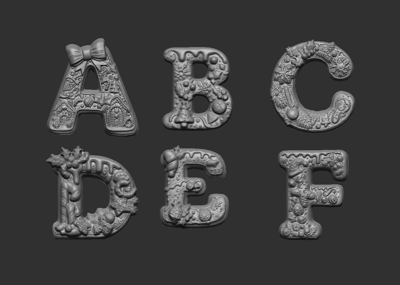 Alphapet  christmas decor A to F 3D print model_5