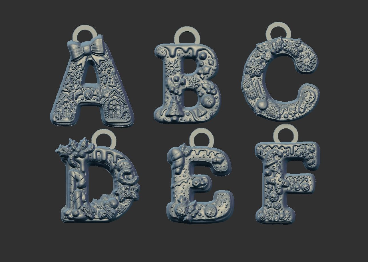 Alphapet  christmas decor A to F 3D print model_8