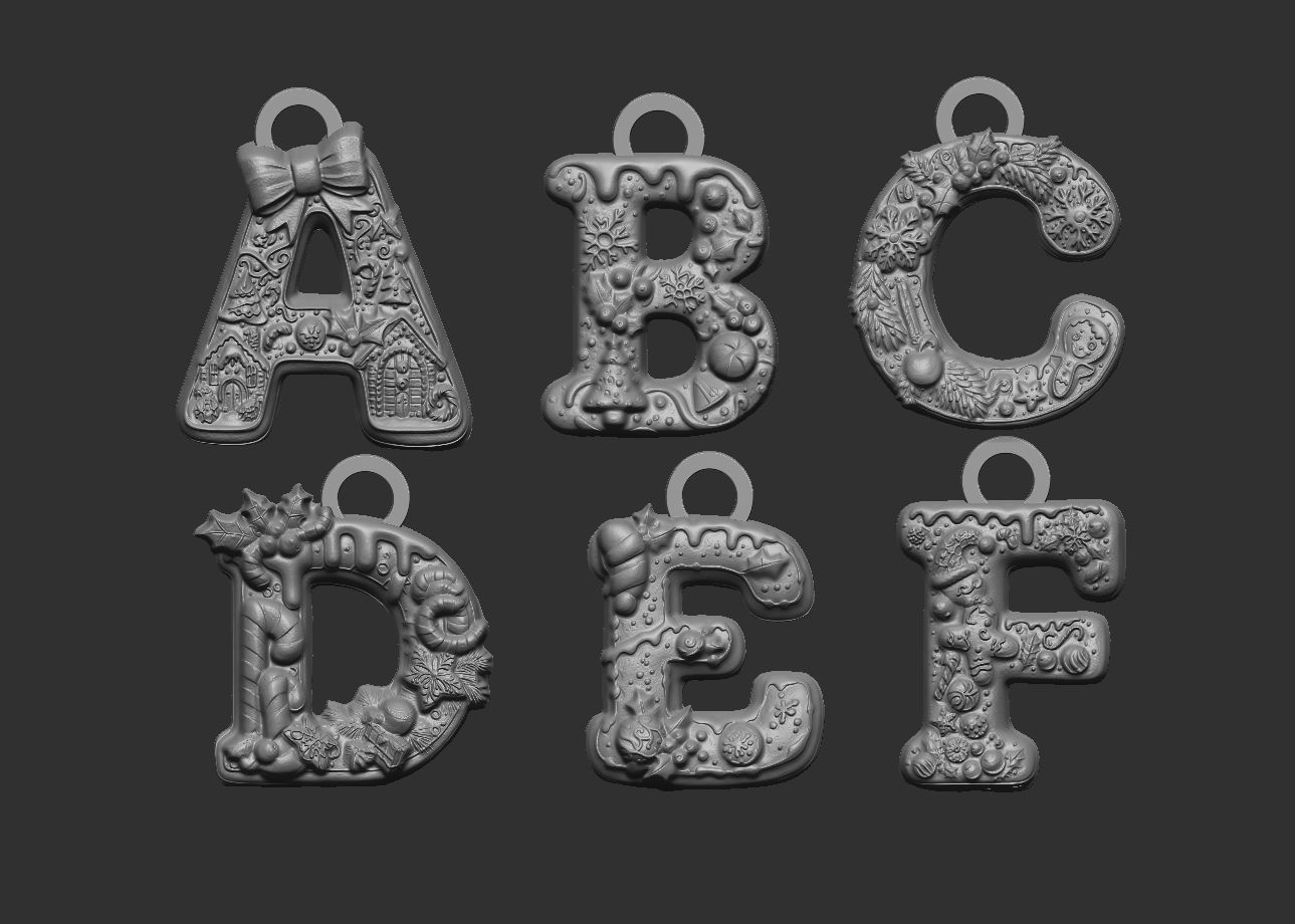 Alphapet  christmas decor A to F 3D print model_4