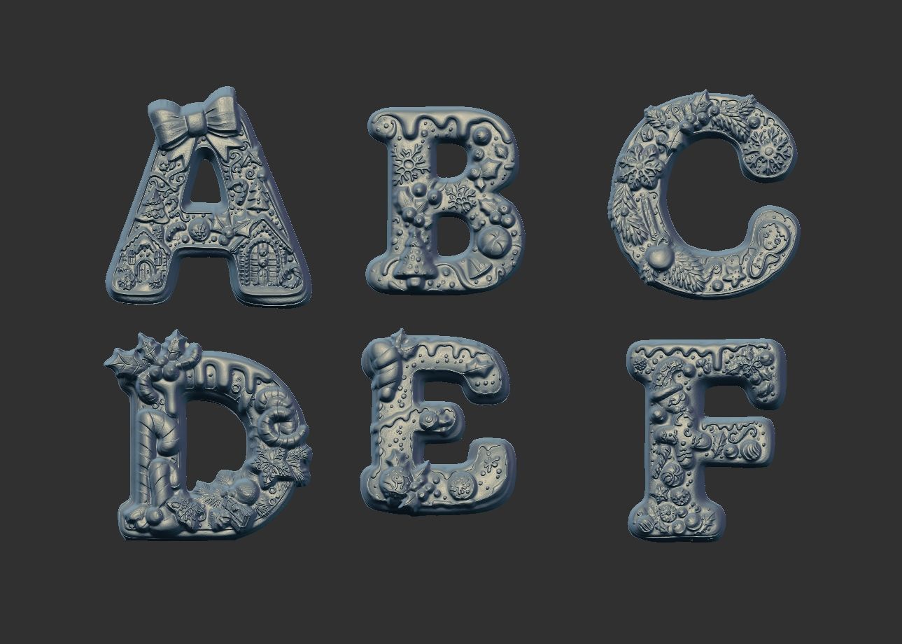 Alphapet  christmas decor A to F 3D print model_7