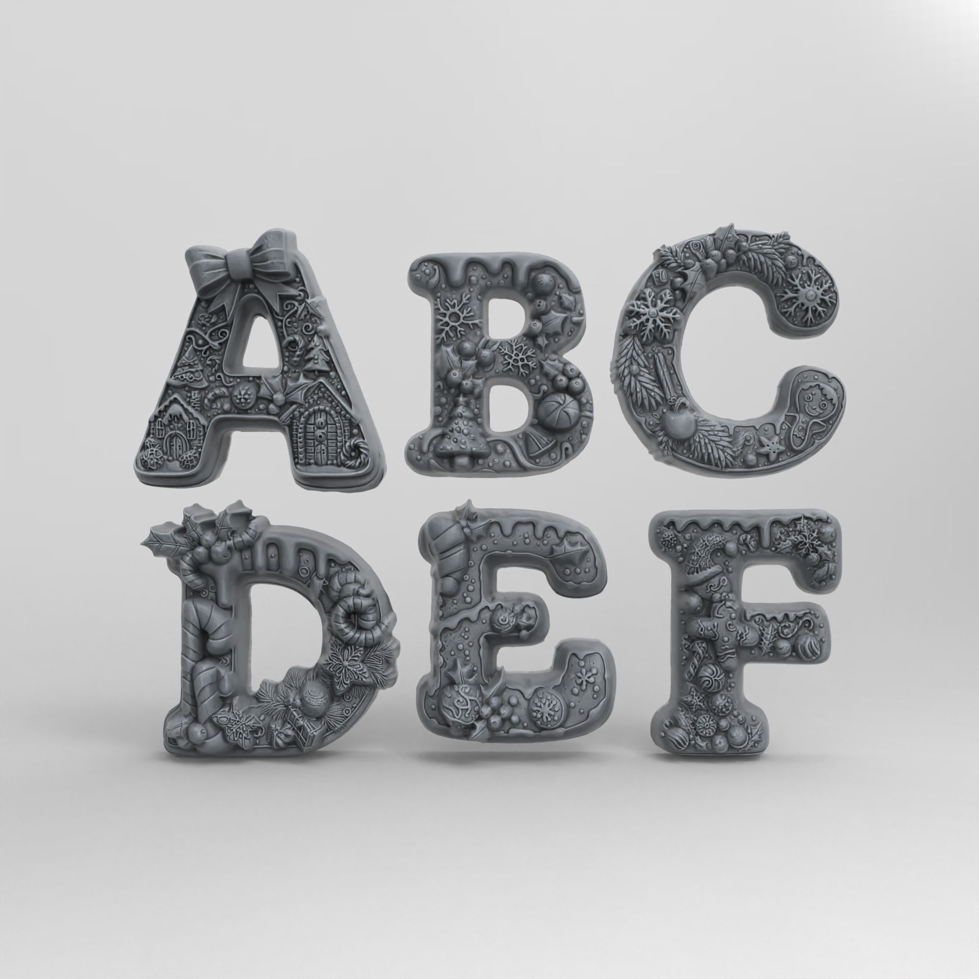 Alphapet  christmas decor A to F 3D print model_3