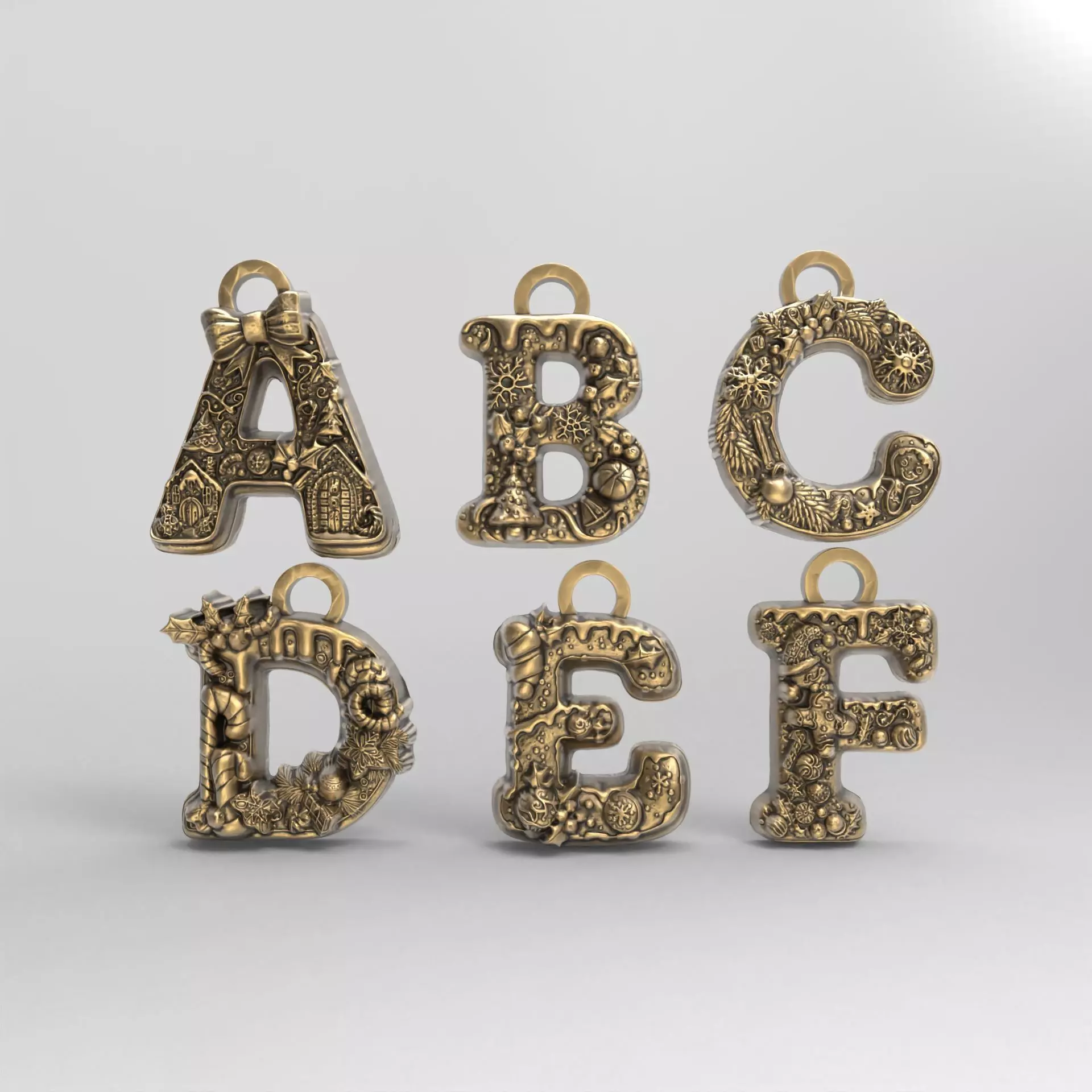 Alphapet  christmas decor A to F 3D print model_0