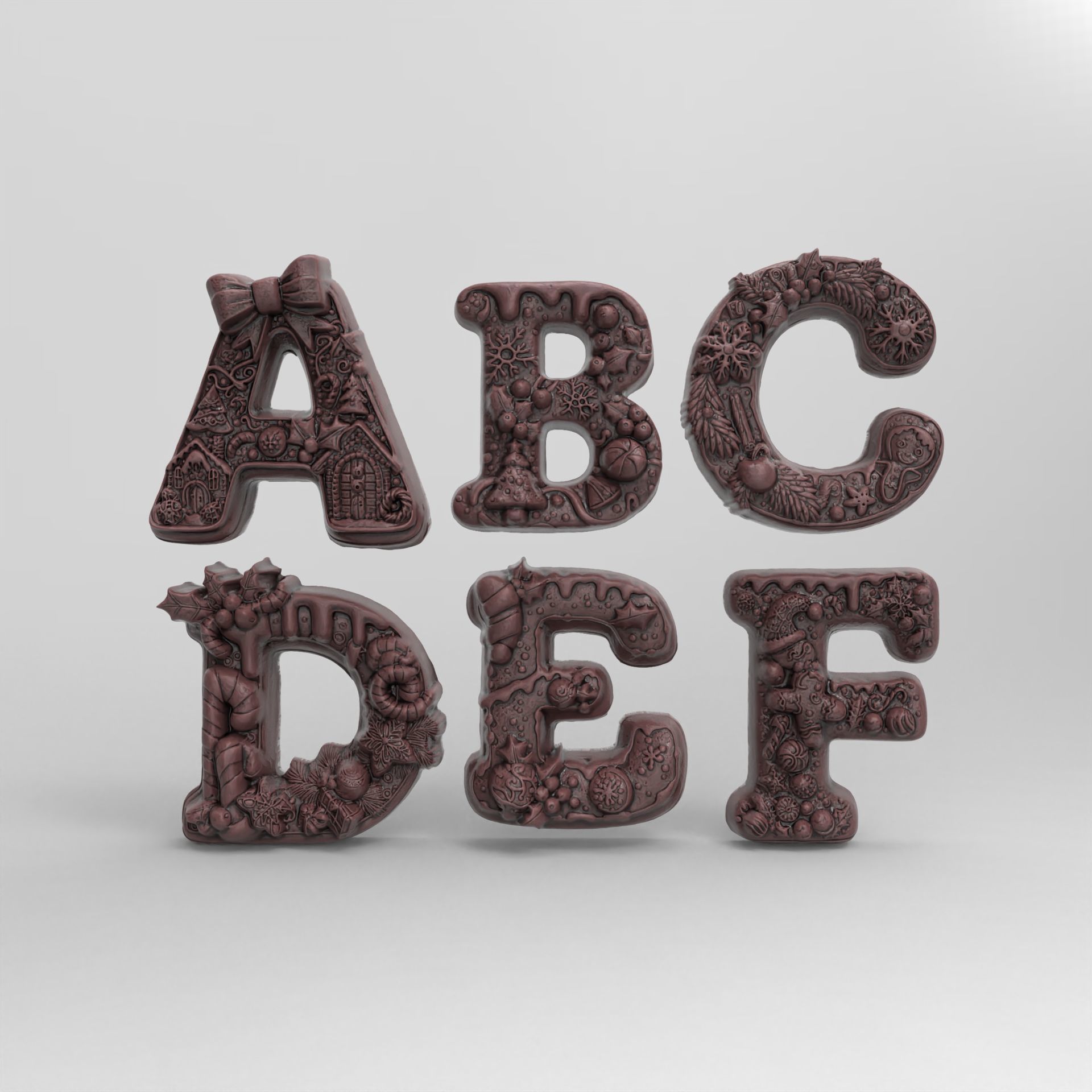 Alphapet  christmas decor A to F 3D print model_2