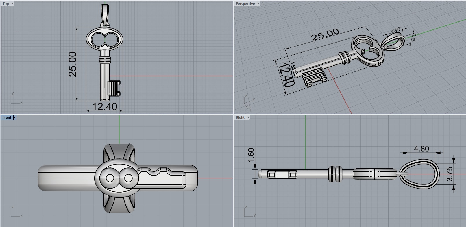Key pendant model 955 3D print model_3