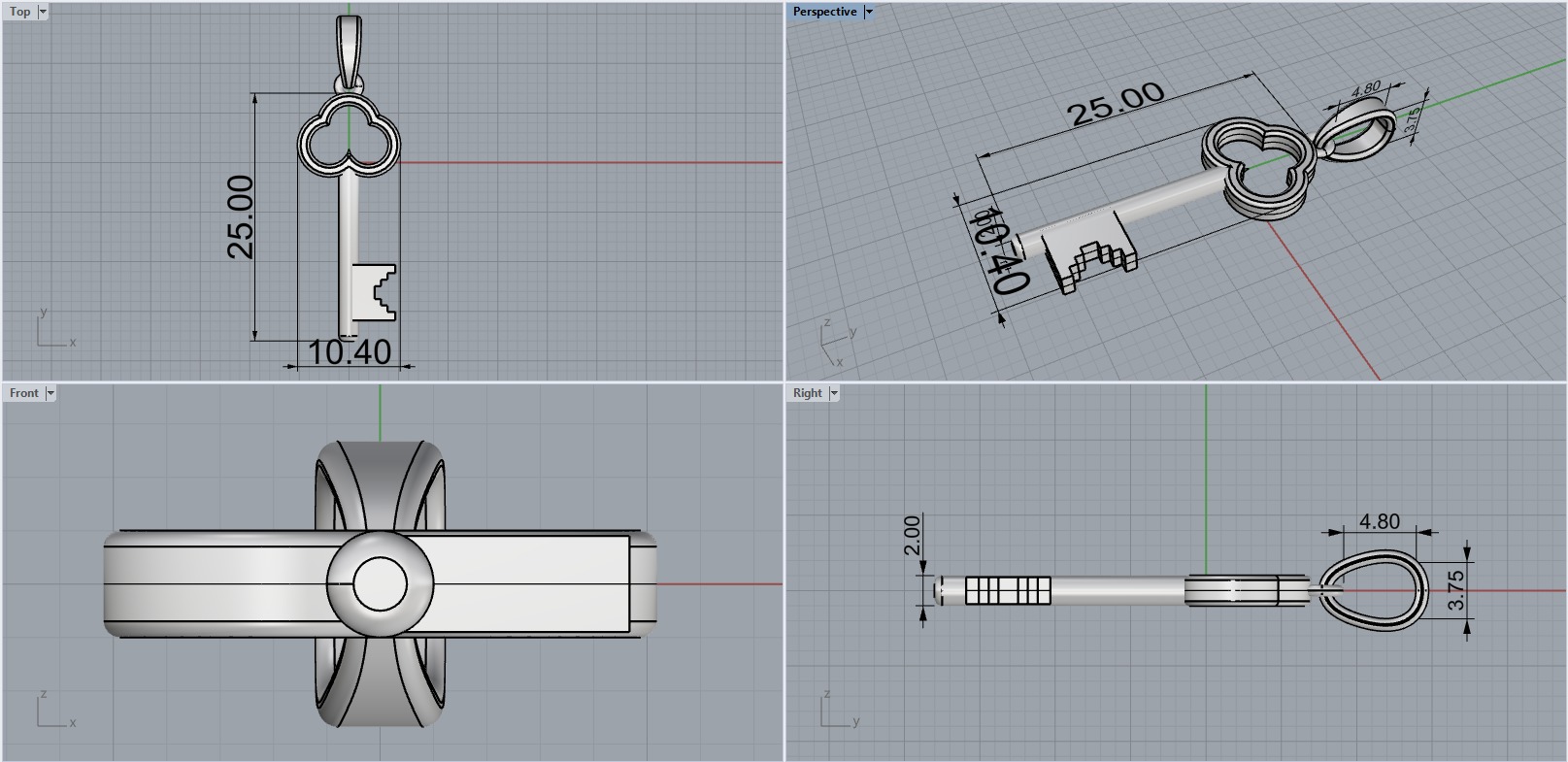 Key pendant model 954 3D print model_3