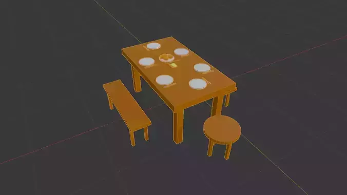Minimalist Dining Area Low Poly Free low-poly 3D model