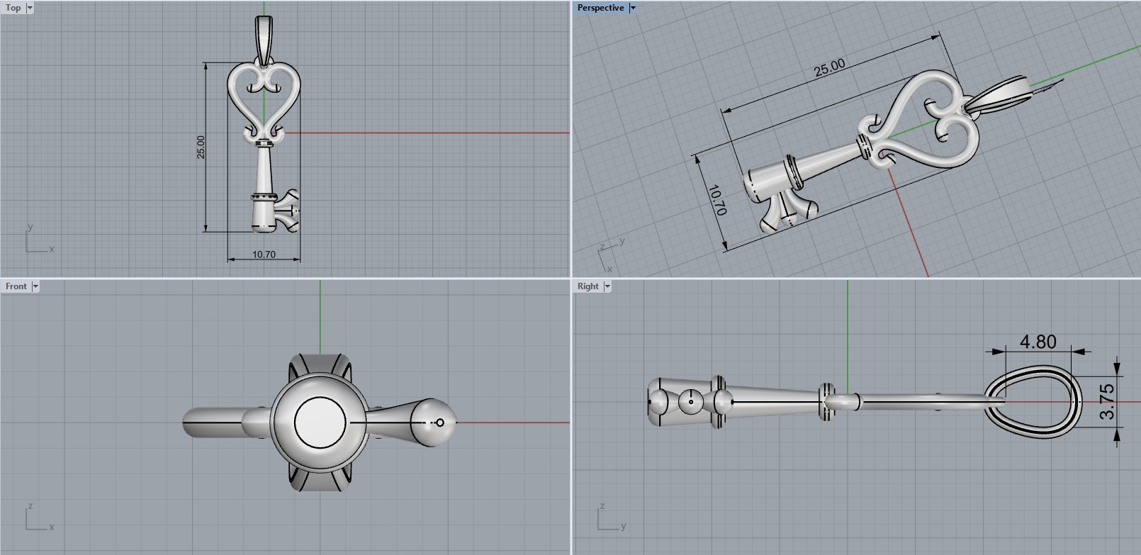Key pendant model 952 3D print model_3