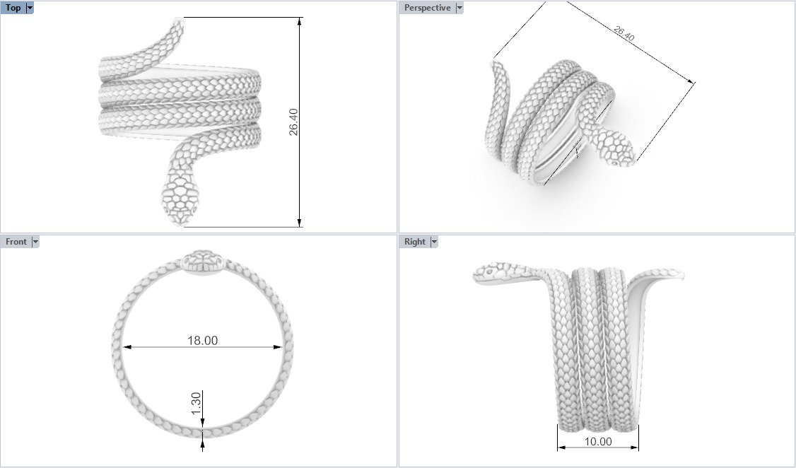 Snake ring model 672 3D print model_3