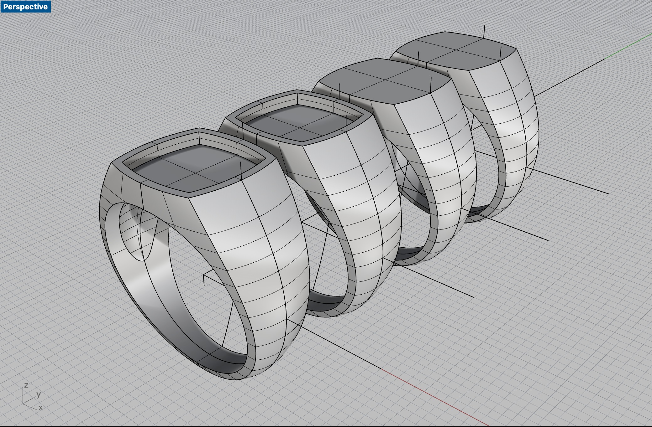 Square 12x12 mm Signet Rings 116 items 3D print model_9