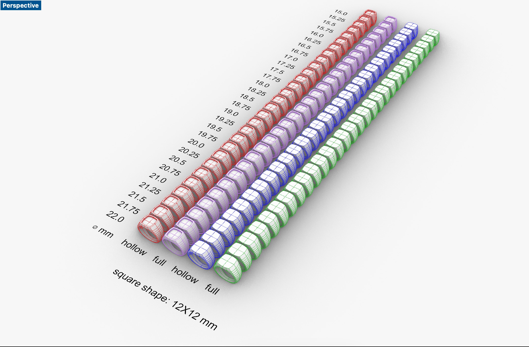 Square 12x12 mm Signet Rings 116 items 3D print model_2