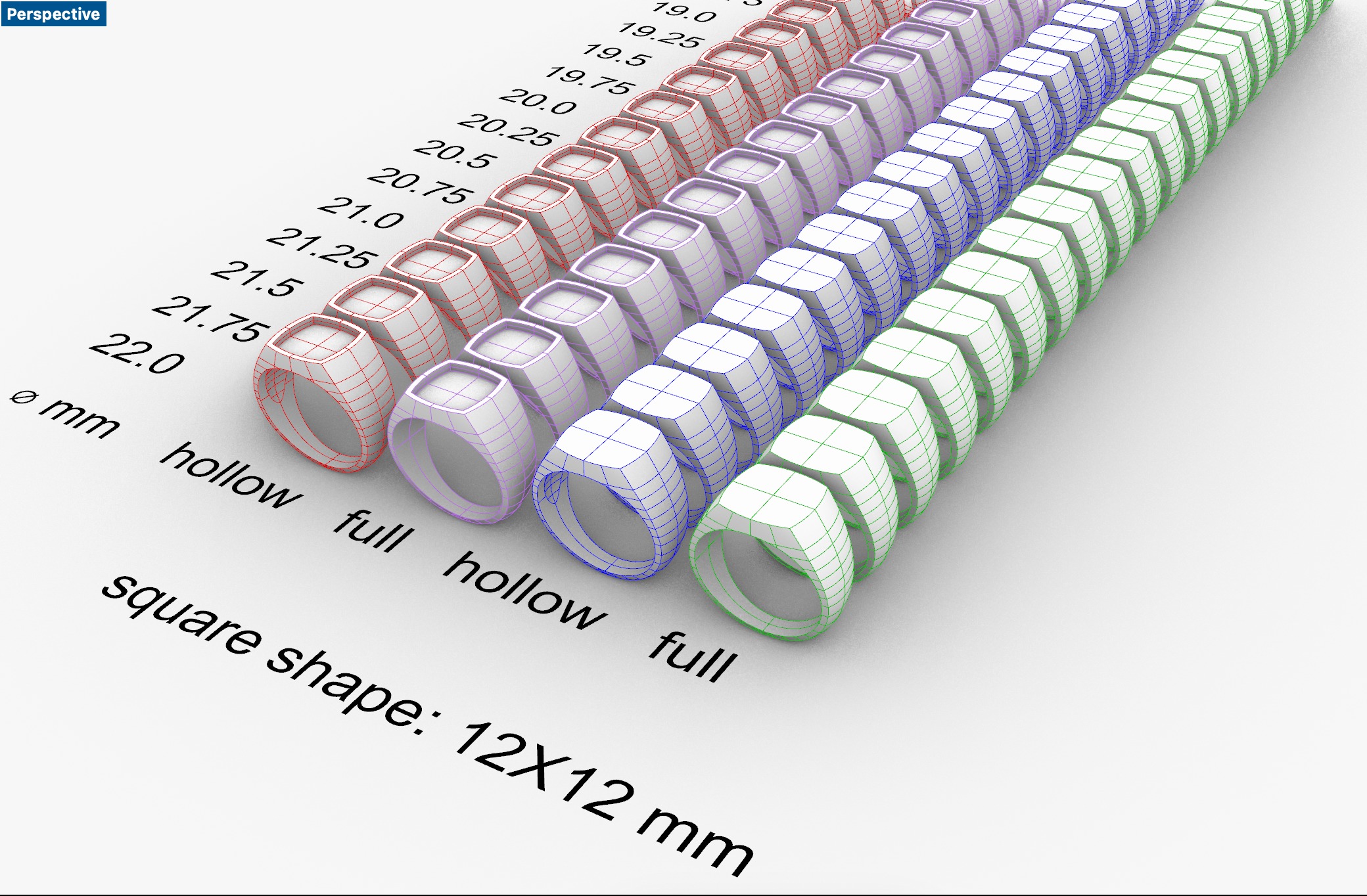 Square 12x12 mm Signet Rings 116 items 3D print model_1