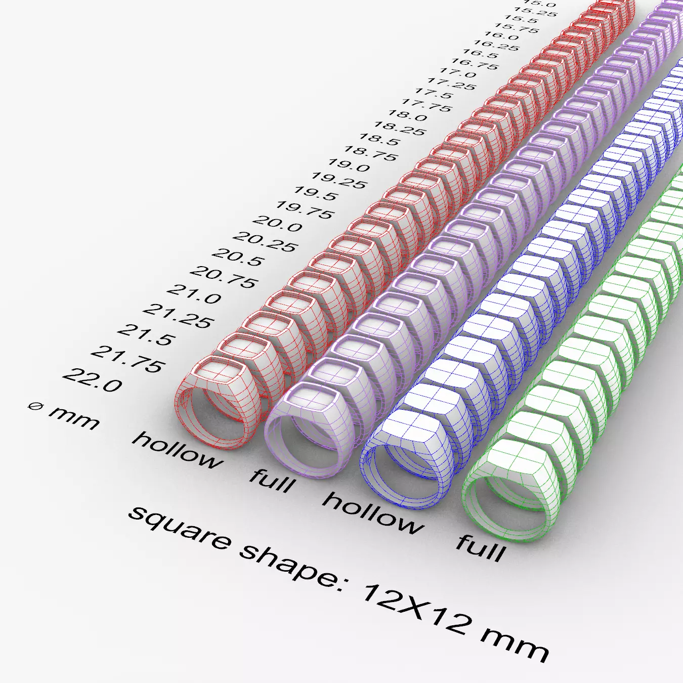 Square 12x12 mm Signet Rings 116 items 3D print model_0