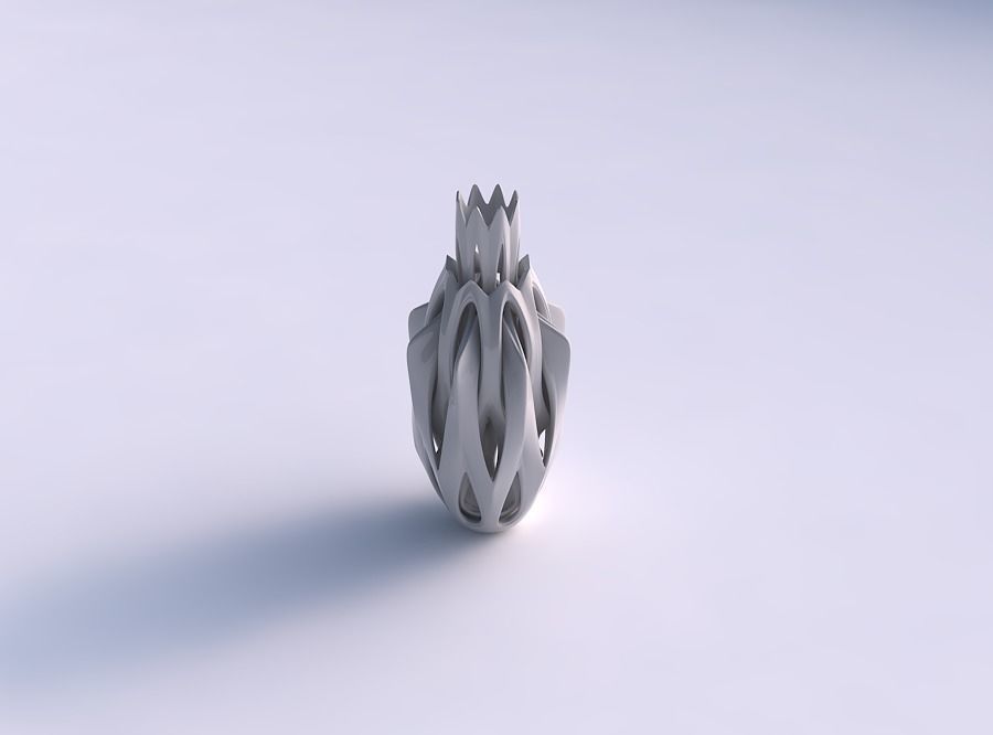 Vase rose spikes with intersection through cuts long neck 3D print model_0