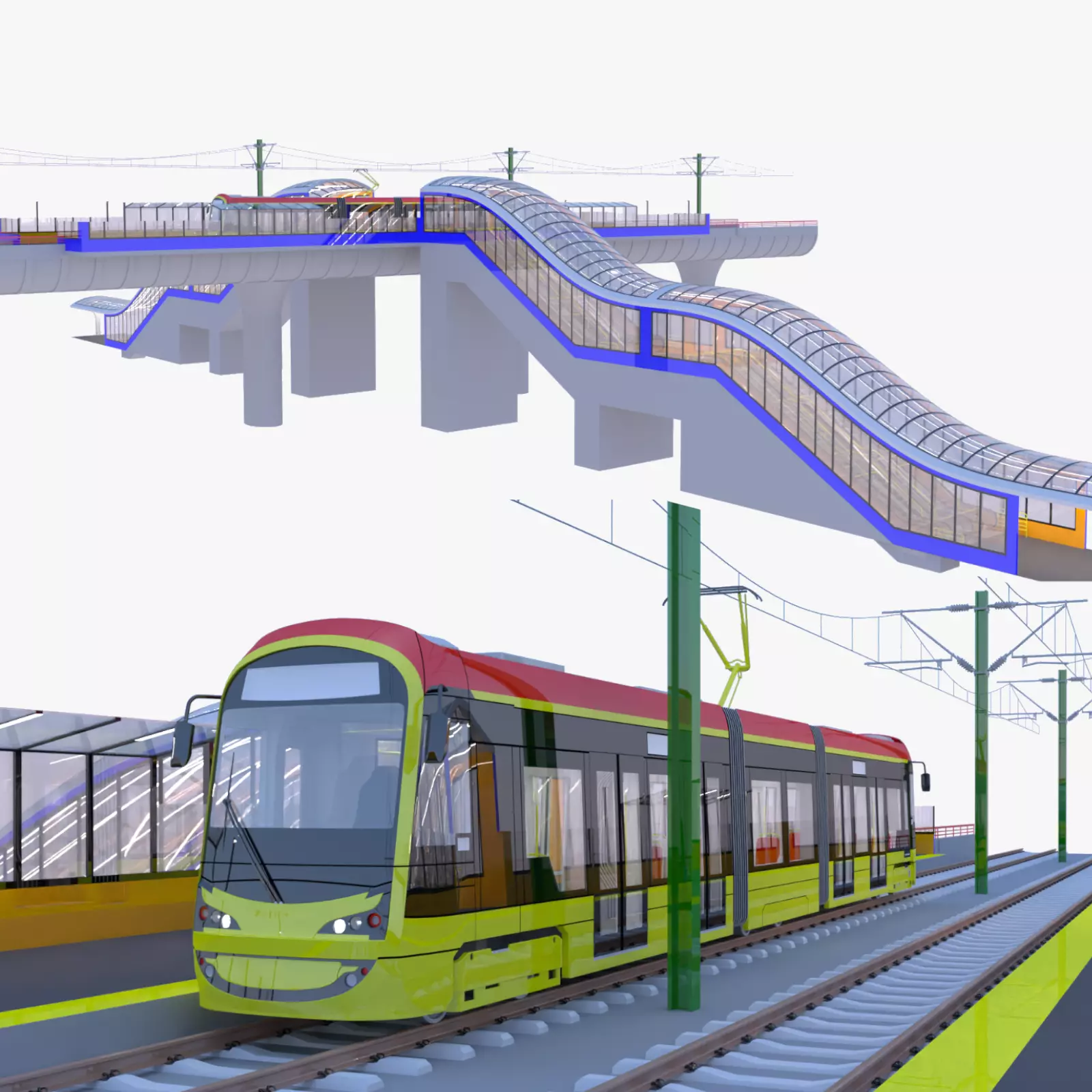 Warsaw tram stop VI 3D model_0