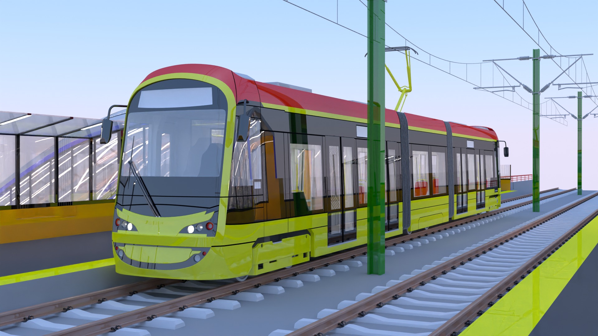 Warsaw tram stop VI 3D model_1