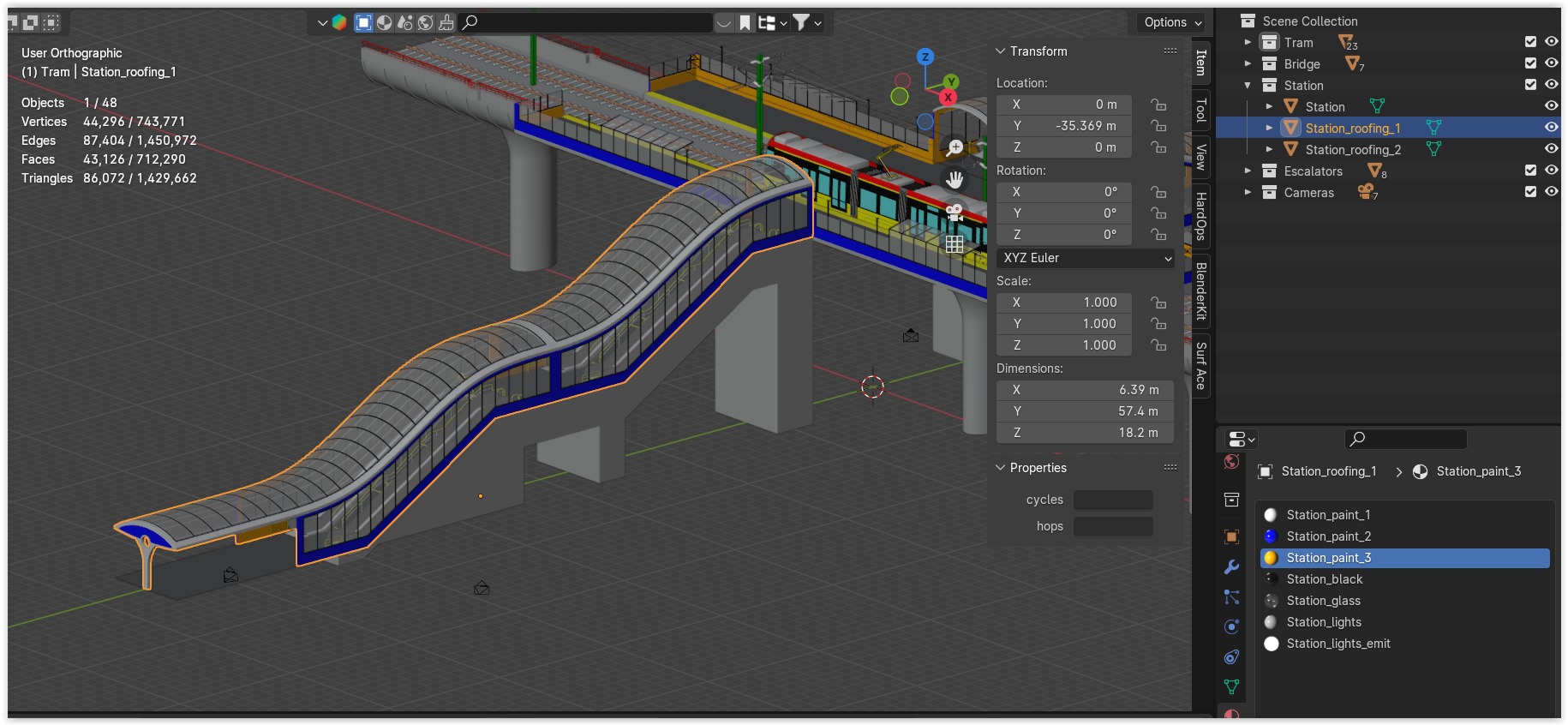 Warsaw tram stop VI 3D model_14