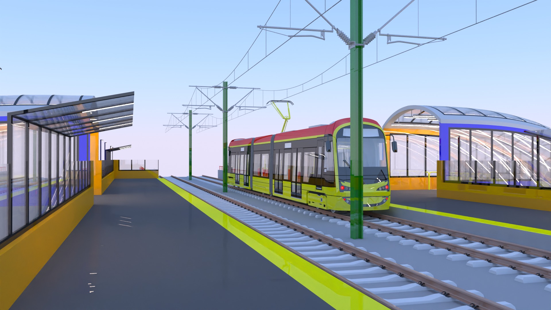 Warsaw tram stop VI 3D model_6