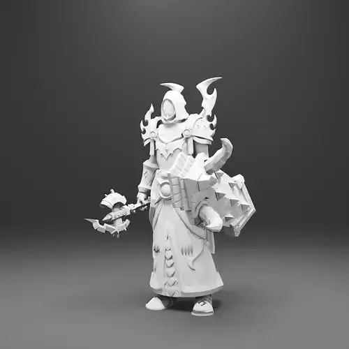 World of Warcraft Char with Razorfin Set  shield and axe 3D print model