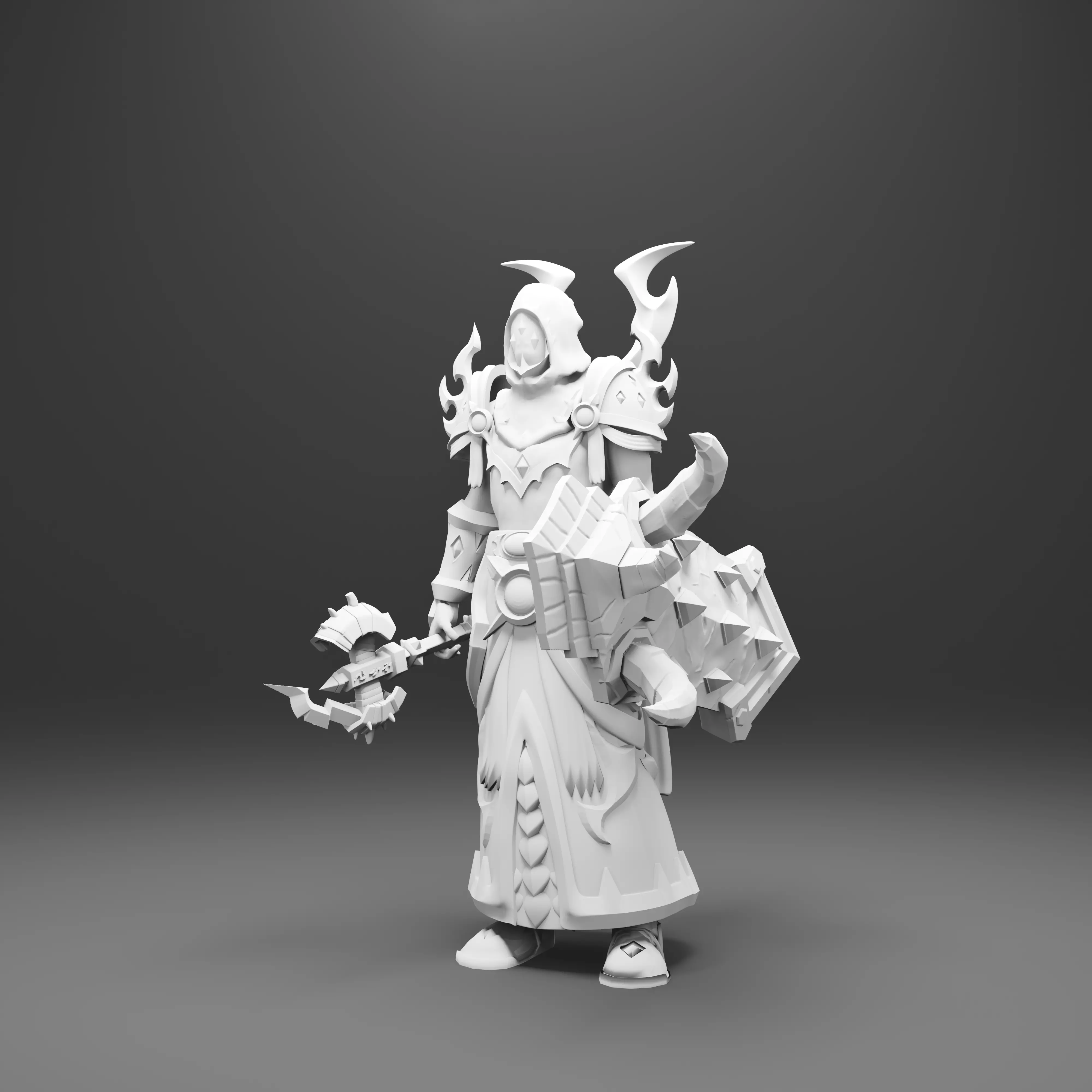World of Warcraft Char with Razorfin Set shield and axe 3D print model