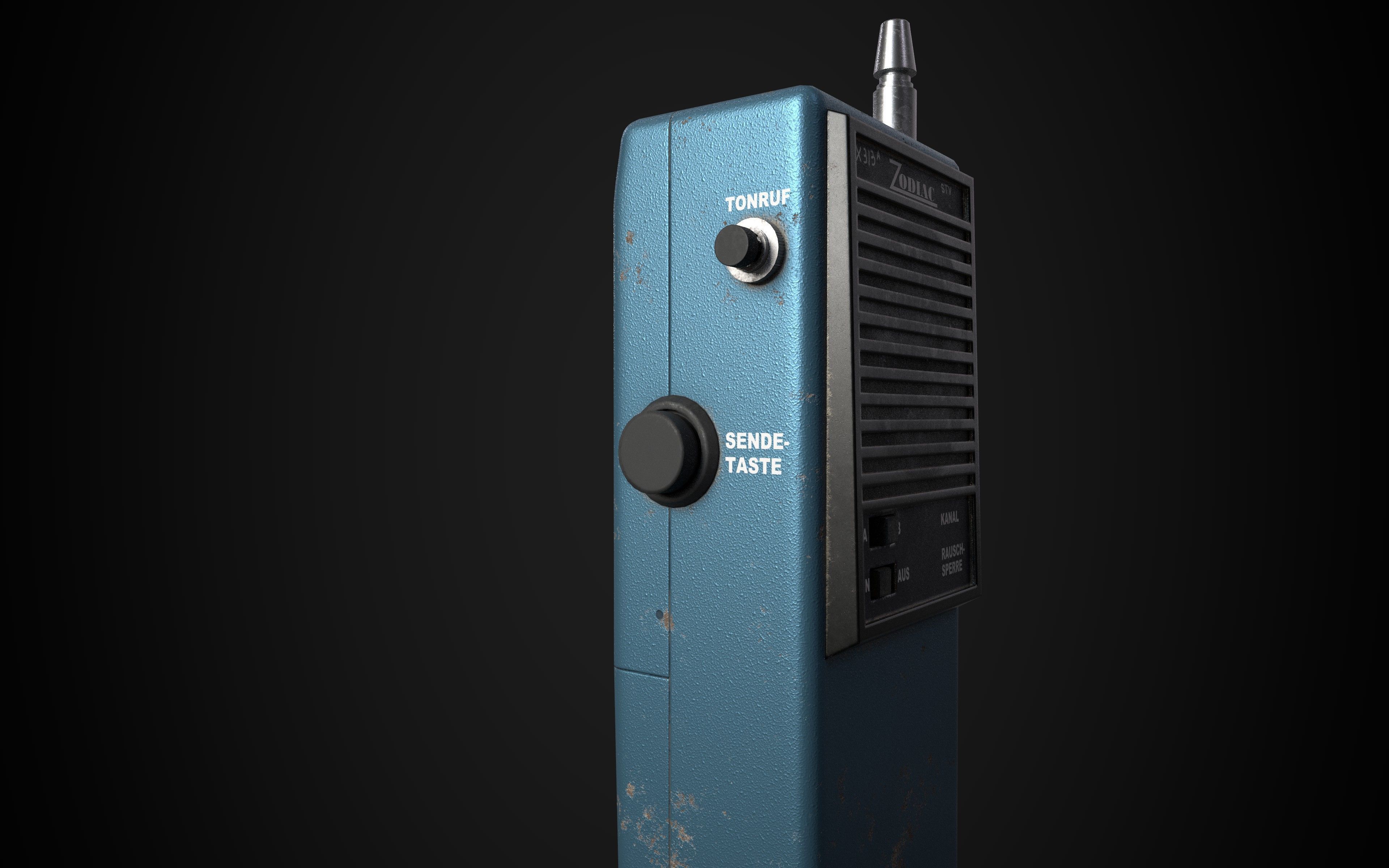 Retro Walkie-Talkie Low-poly 3D model_5