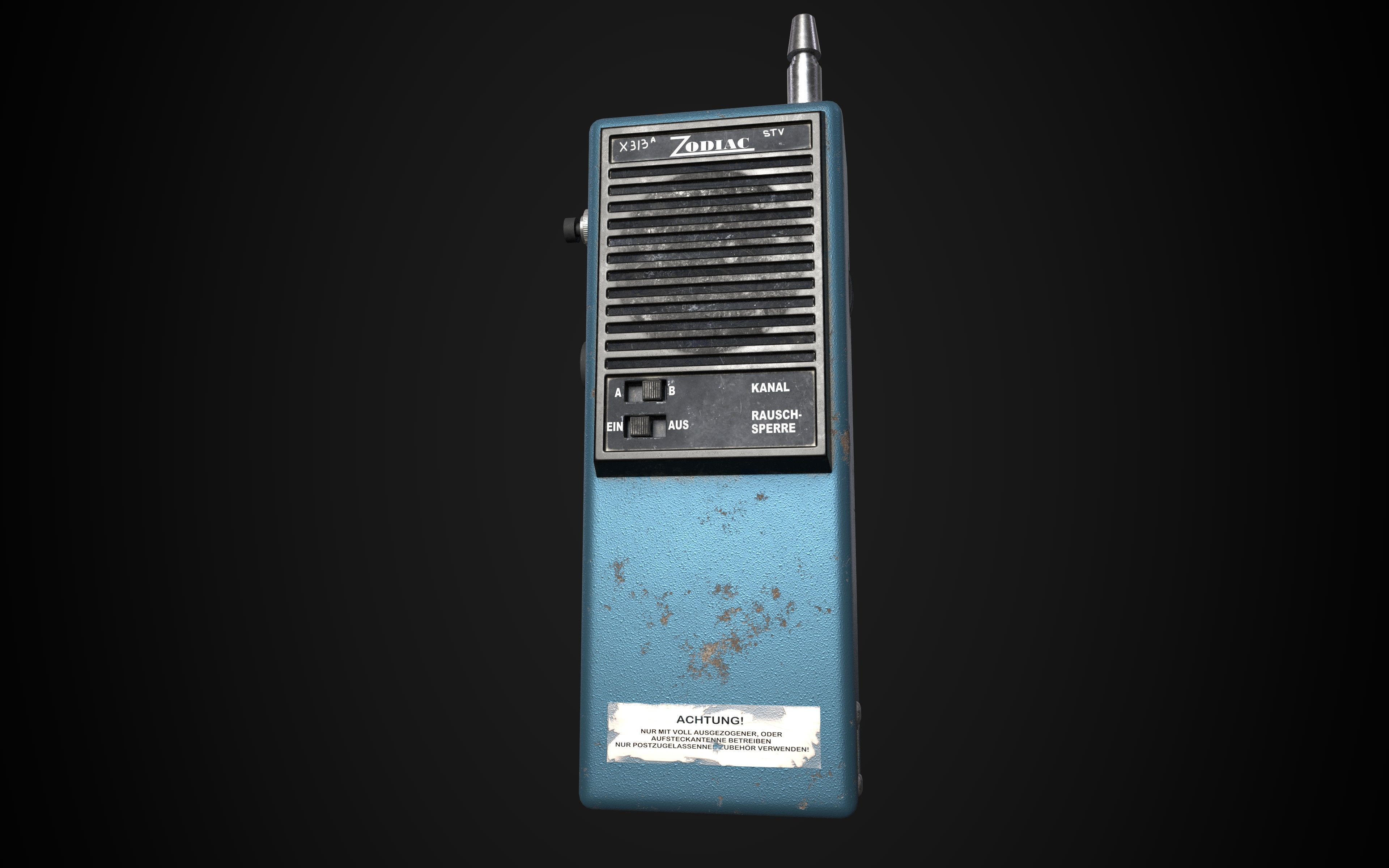 Retro Walkie-Talkie Low-poly 3D model_2