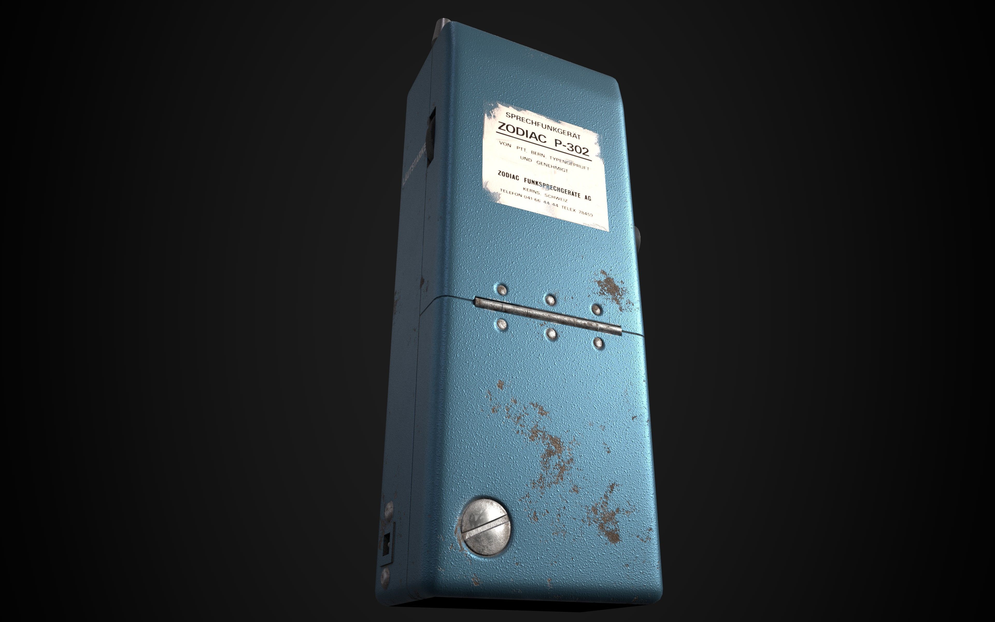 Retro Walkie-Talkie Low-poly 3D model_4