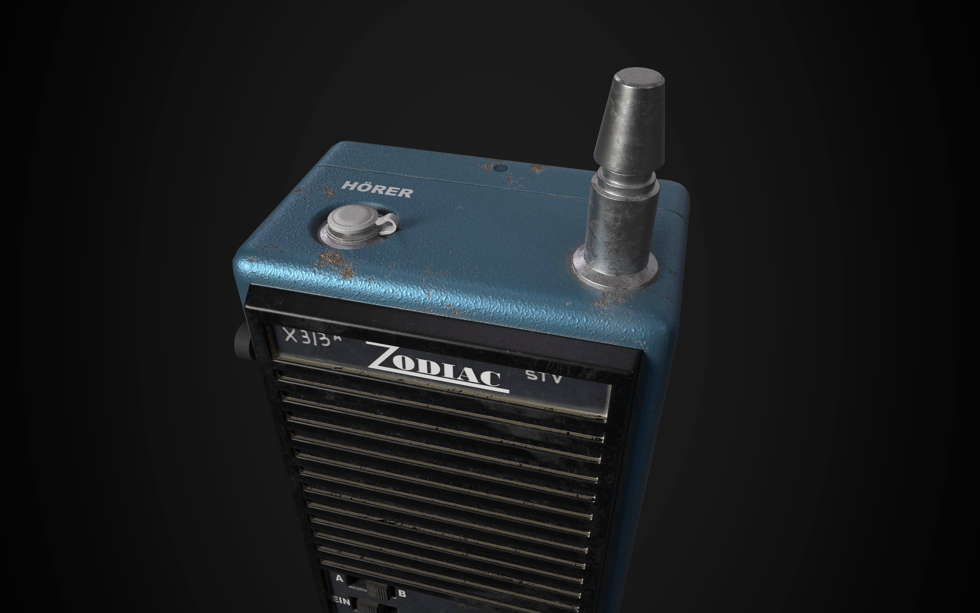 Retro Walkie-Talkie Low-poly 3D model_6